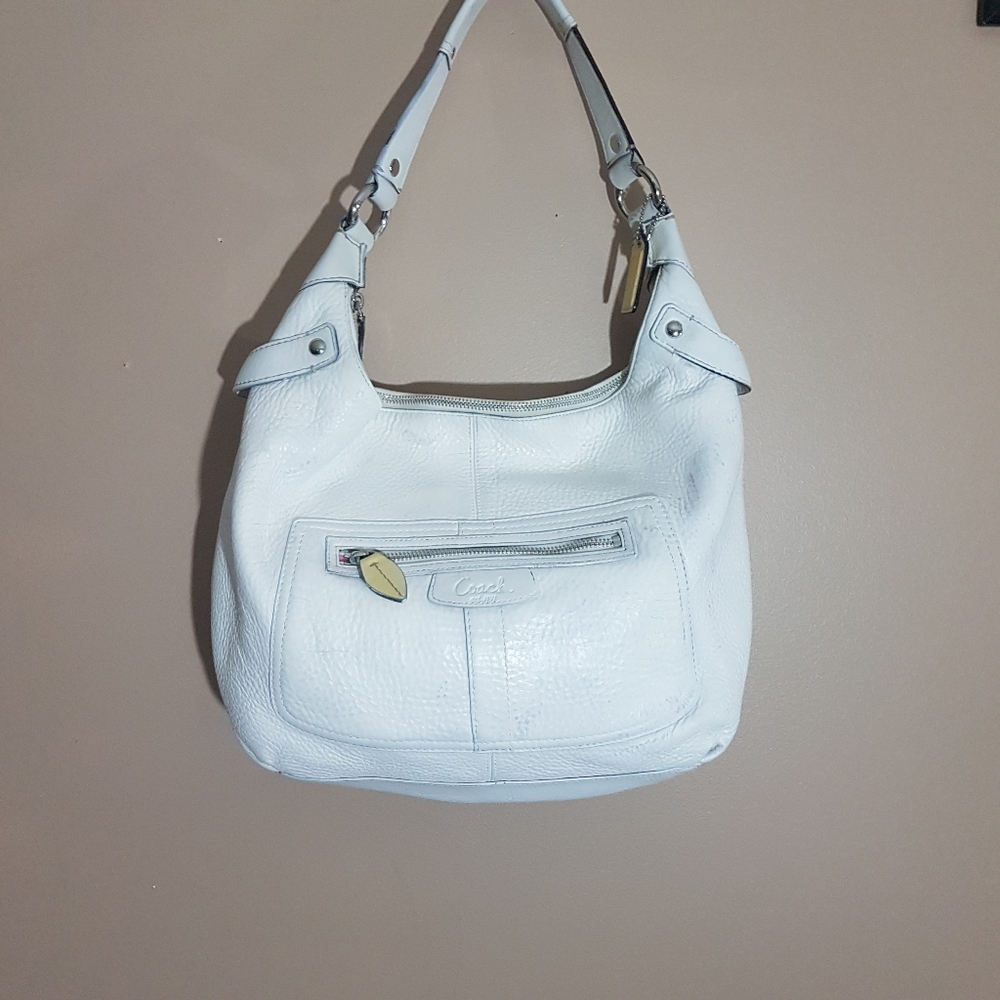 Coach Big Pebble Leather Hobo Bag.